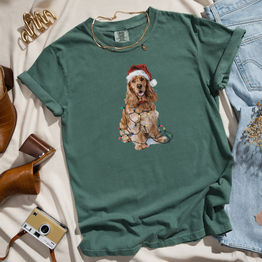 Christmas Cocker Spaniel Shirt, Christmas Lights Dog Shirt, Christmas Dog, Cocker Spaniel Mom Shirt, Gift for Dog Lover, Cocker Spaniel