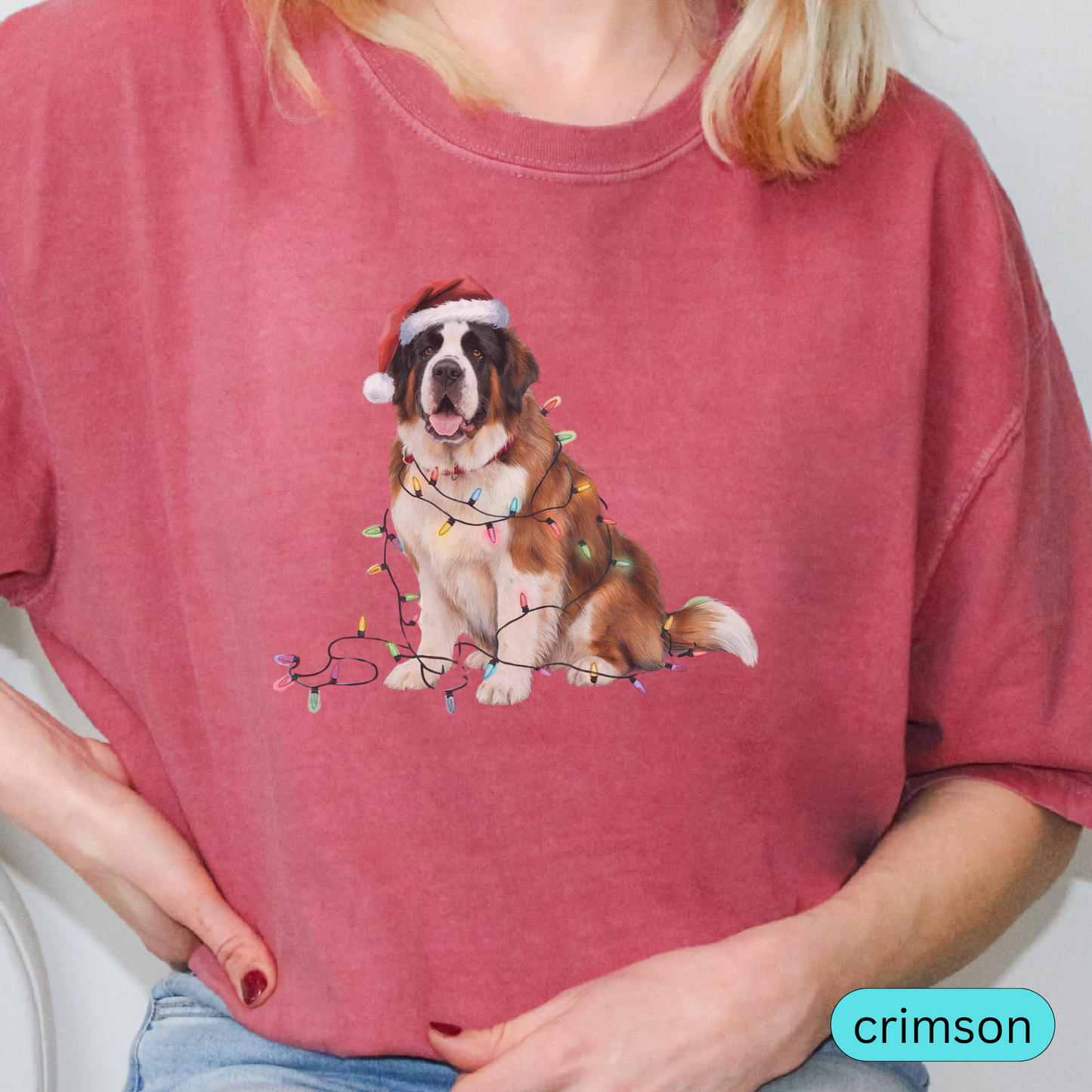 Christmas Saint Bernard Shirt, Christmas Lights Dog Shirt, Christmas Dog, Saint Bernard Mom Shirt, Gift for Dog Lover, Saint Bernard