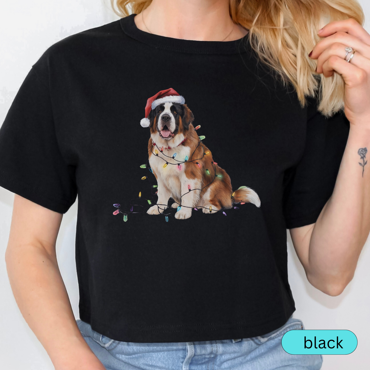 Christmas Saint Bernard Shirt, Christmas Lights Dog Shirt, Christmas Dog, Saint Bernard Mom Shirt, Gift for Dog Lover, Saint Bernard