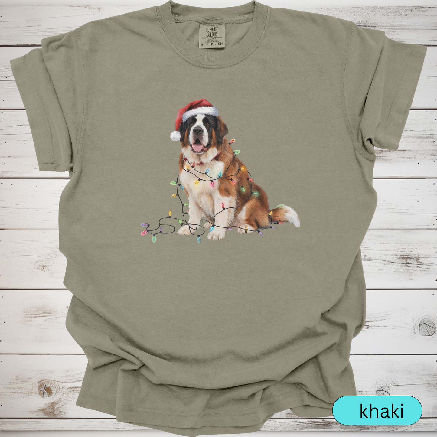 Christmas Saint Bernard Shirt, Christmas Lights Dog Shirt, Christmas Dog, Saint Bernard Mom Shirt, Gift for Dog Lover, Saint Bernard