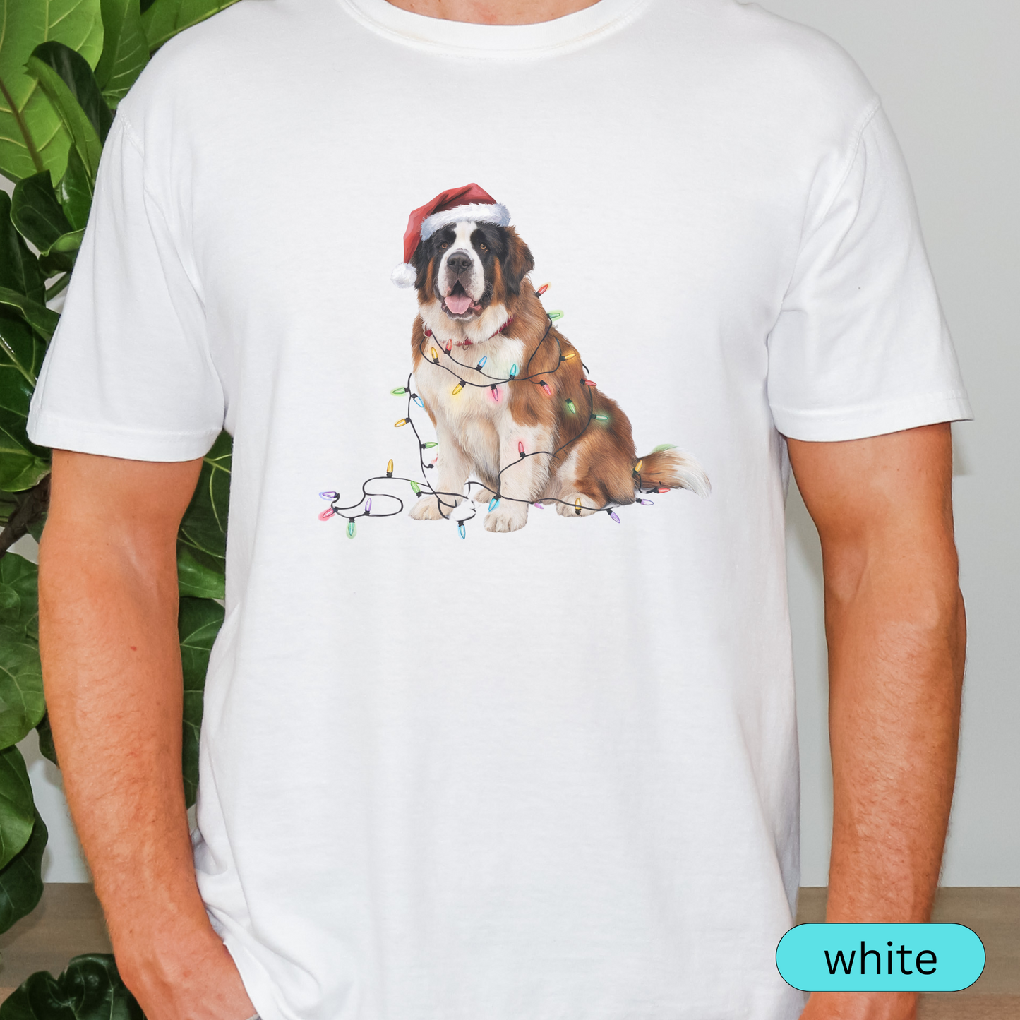 Christmas Saint Bernard Shirt, Christmas Lights Dog Shirt, Christmas Dog, Saint Bernard Mom Shirt, Gift for Dog Lover, Saint Bernard