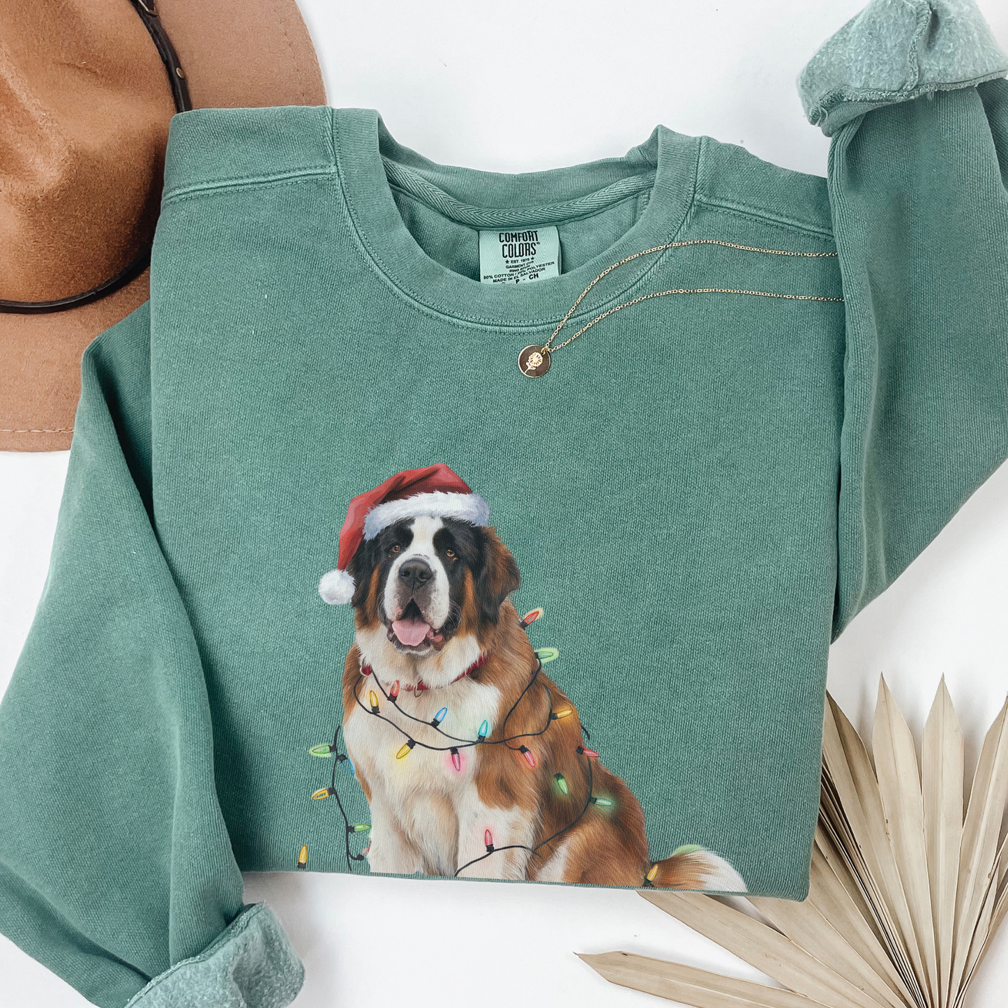 Christmas Saint Bernard Sweatshirt, Christmas Lights Dog Sweatshirt, Christmas Dog, Saint Bernard Mom, Gift for Dog Lover, Saint Bernard