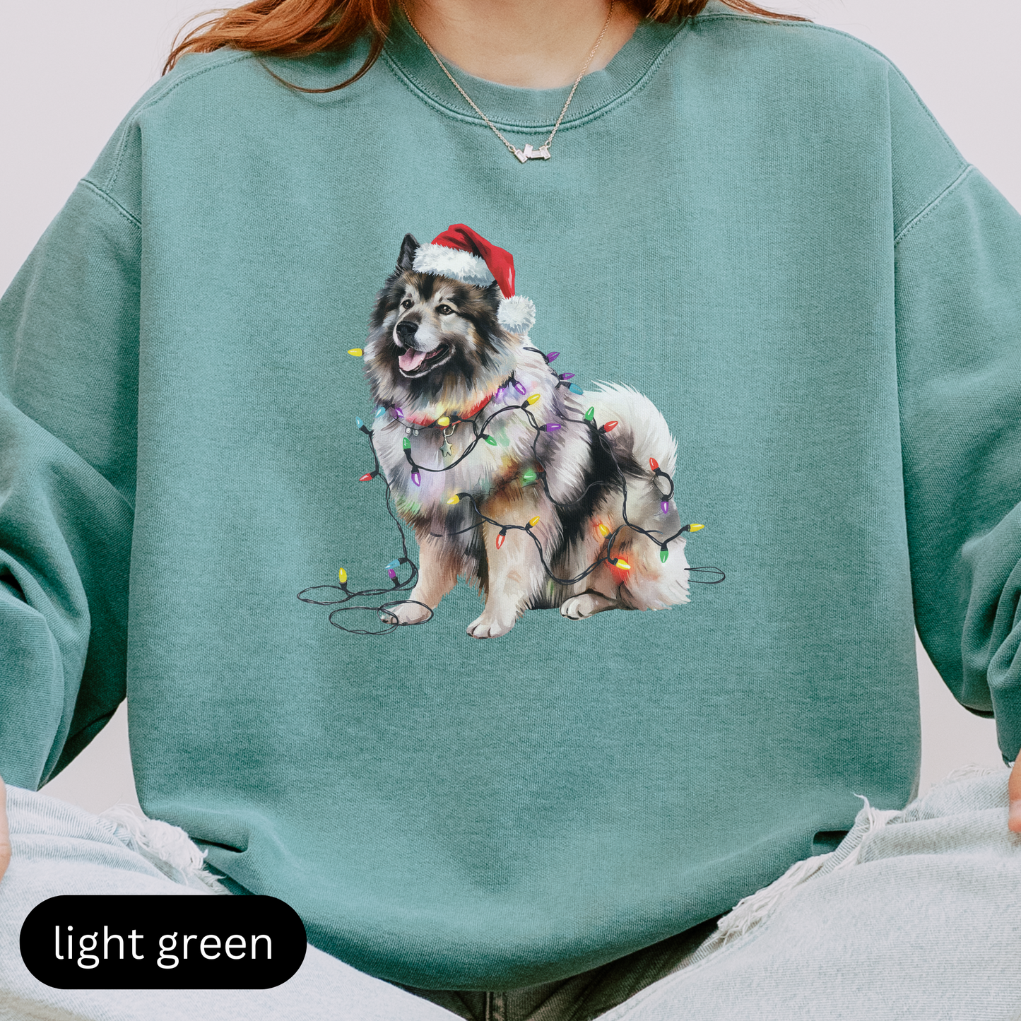 Christmas Keeshond Sweatshirt, Christmas Lights Dog Sweatshirt, Christmas Dog, Keeshond Mom Sweatshirt, Gift for Dog Lover, Keeshond