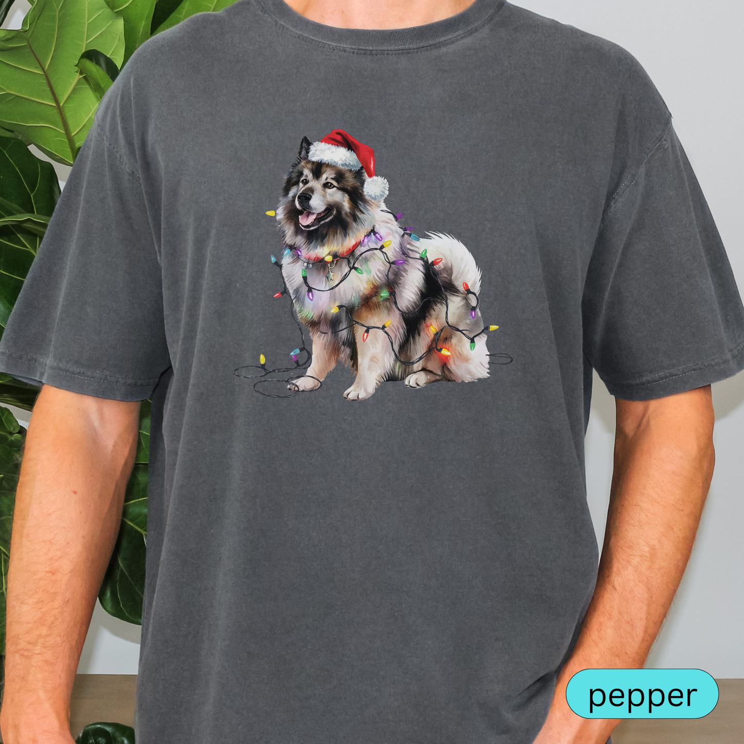 Christmas Keeshond Shirt, Christmas Lights Dog Shirt, Christmas Dog, Keeshond Mom Shirt, Gift for Dog Lover, Keeshond