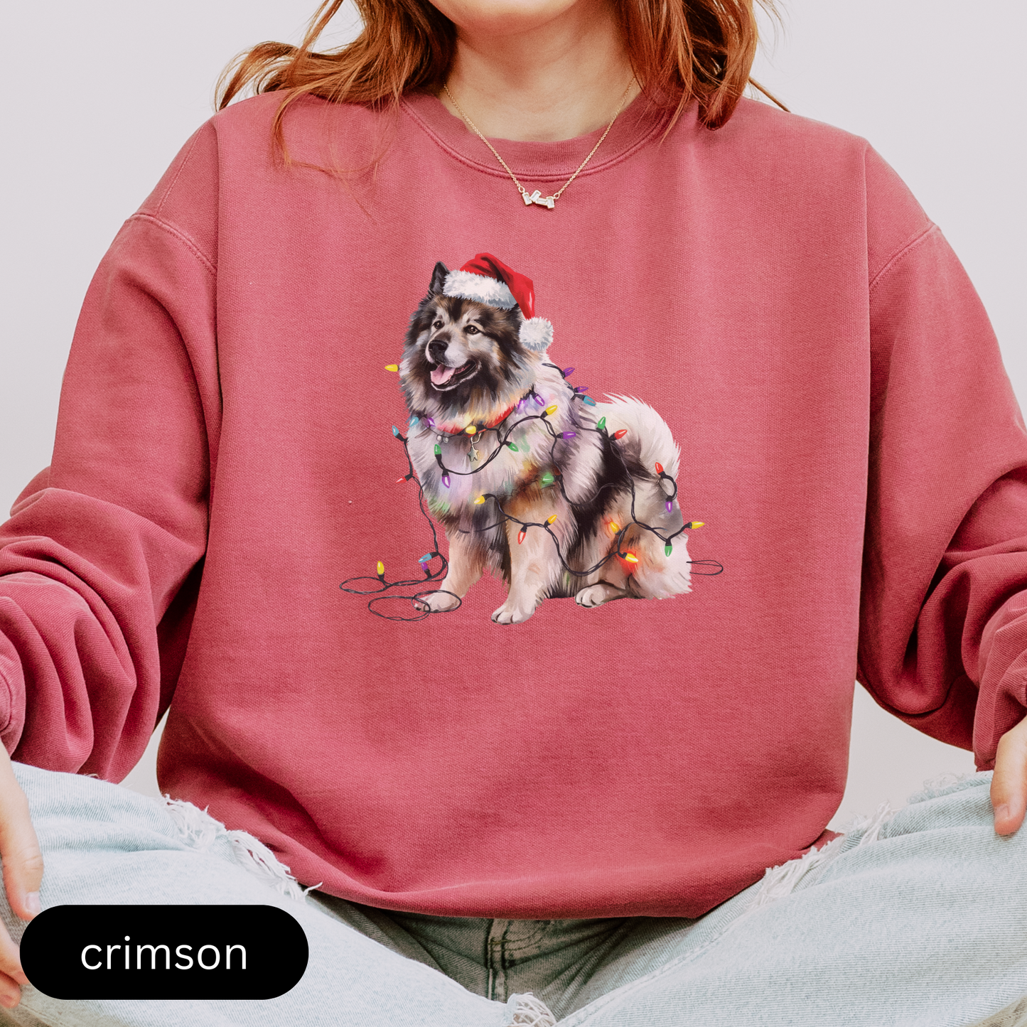 Christmas Keeshond Sweatshirt, Christmas Lights Dog Sweatshirt, Christmas Dog, Keeshond Mom Sweatshirt, Gift for Dog Lover, Keeshond