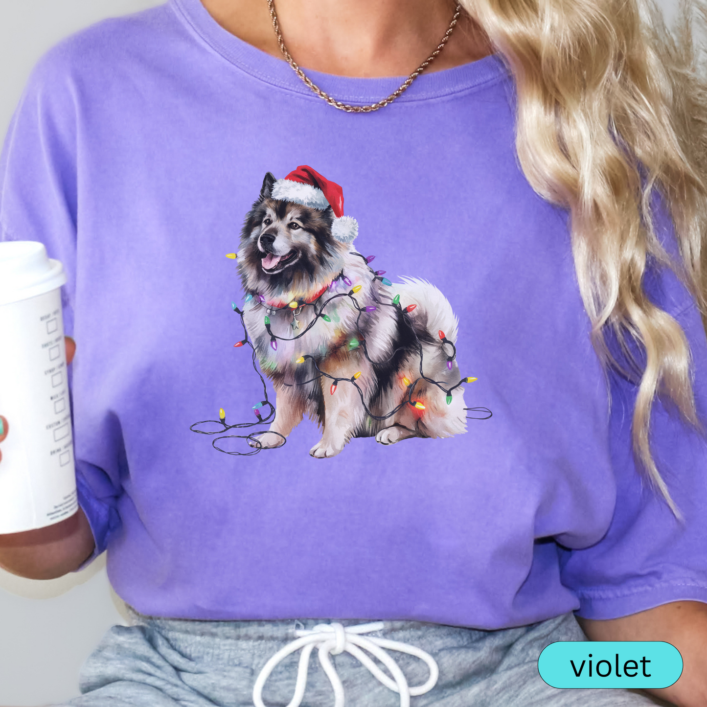 Christmas Keeshond Shirt, Christmas Lights Dog Shirt, Christmas Dog, Keeshond Mom Shirt, Gift for Dog Lover, Keeshond