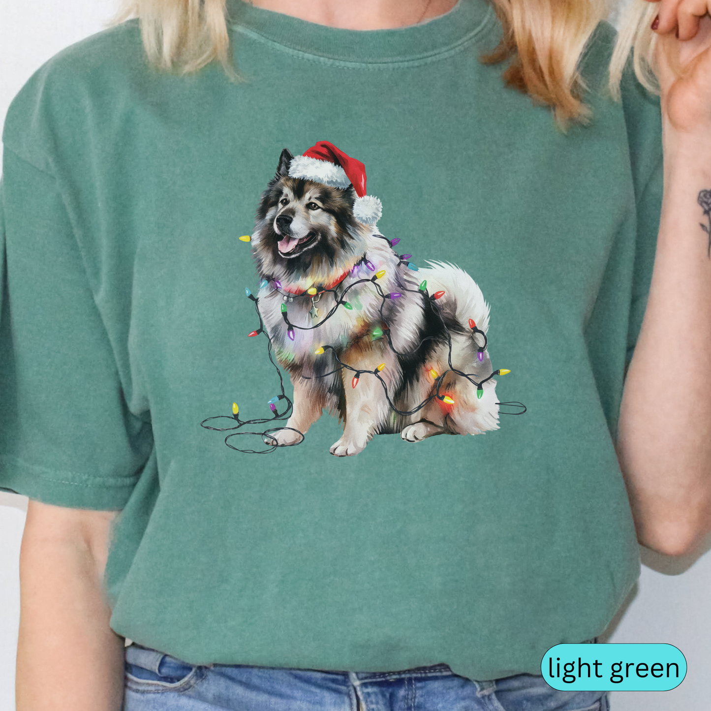 Christmas Keeshond Shirt, Christmas Lights Dog Shirt, Christmas Dog, Keeshond Mom Shirt, Gift for Dog Lover, Keeshond