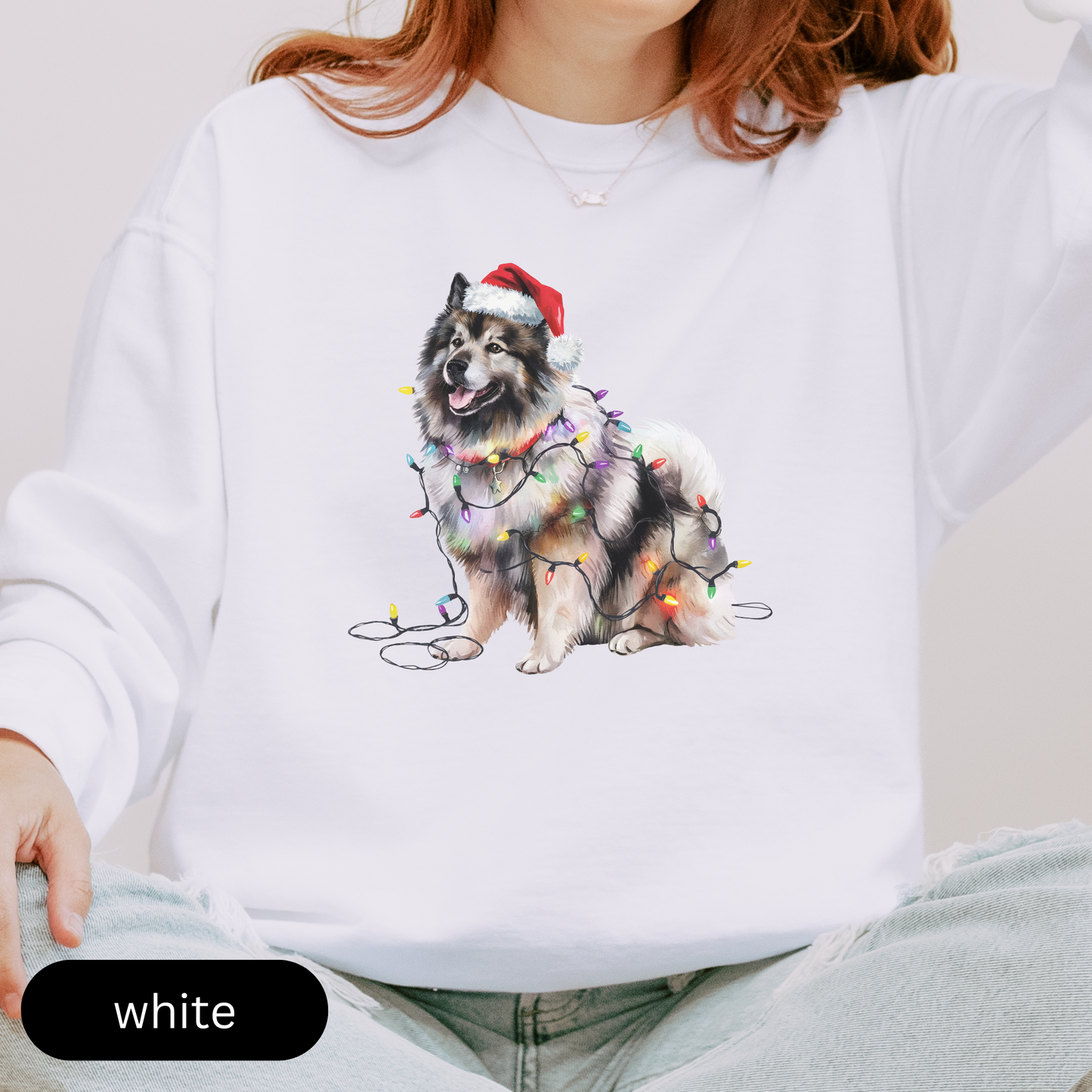 Christmas Keeshond Sweatshirt, Christmas Lights Dog Sweatshirt, Christmas Dog, Keeshond Mom Sweatshirt, Gift for Dog Lover, Keeshond