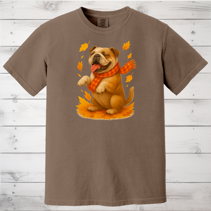 Bulldog Autumn Shirt, Dog Lover Fall Sweater, Cozy Pet Apparel, Cute Dog Seasonal Gift, Bulldog Autumn Wear, Fall Dog Fashion