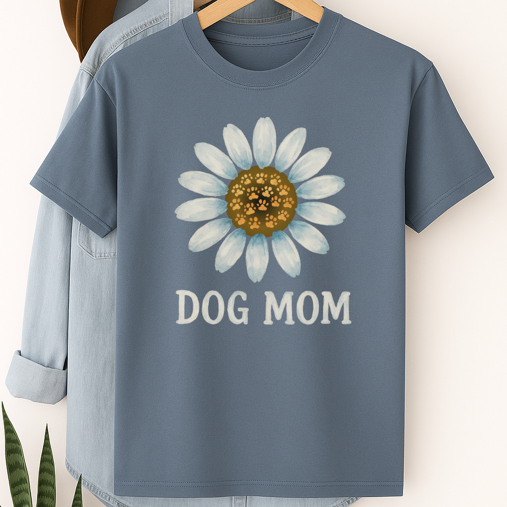 Dog Mom Shirt with Paw Print Flower Cute Pet Lover Tee Dog Mama Gift Floral Dog Mom T-Shirt Dog Mothers Day T-Shirt