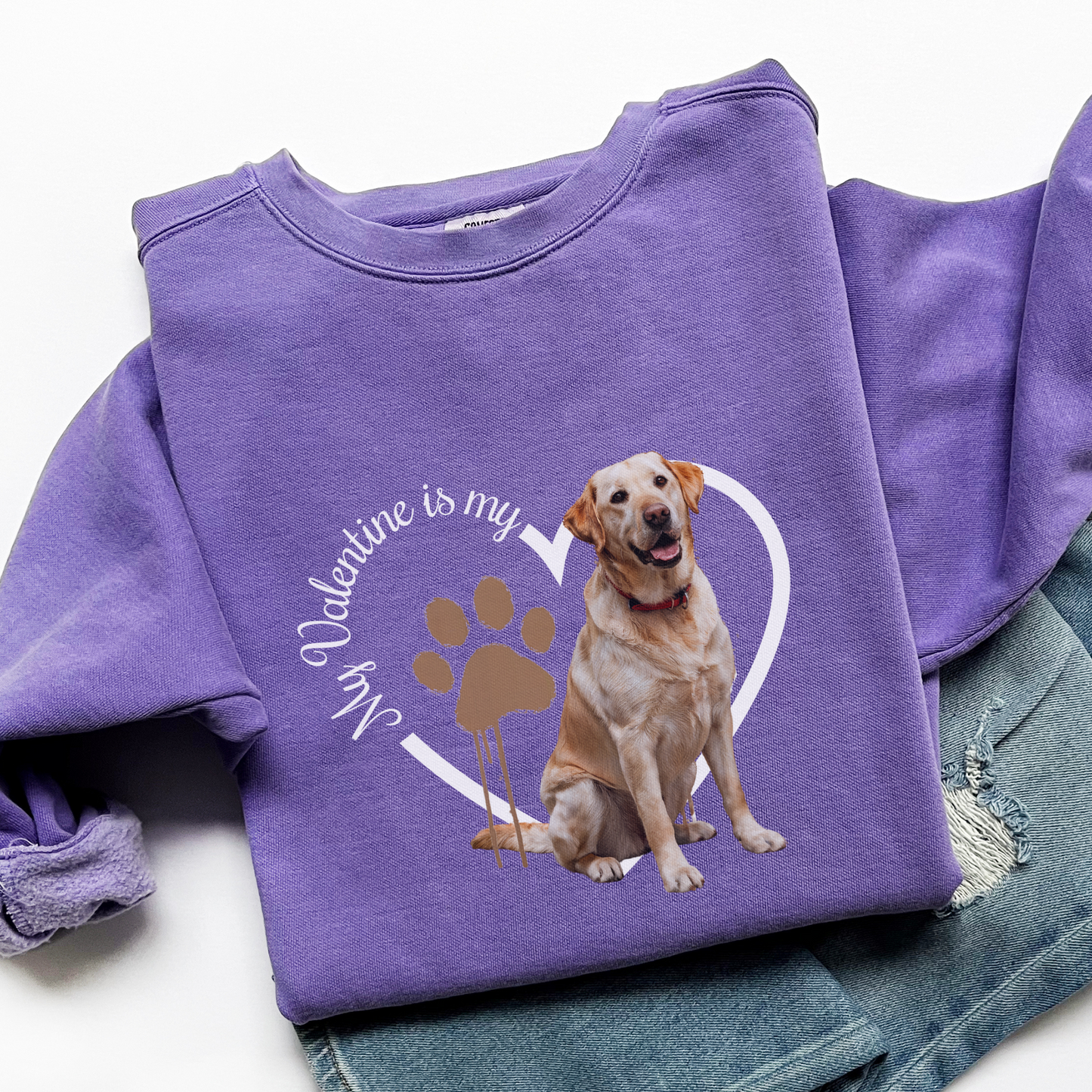 Valentine Yellow Lab Sweatshirt, Yellow Lab Mom, Valentine Heart Dog, Valentine Dog Comfort Colors Sweatshirt, Gift For Dog Lover