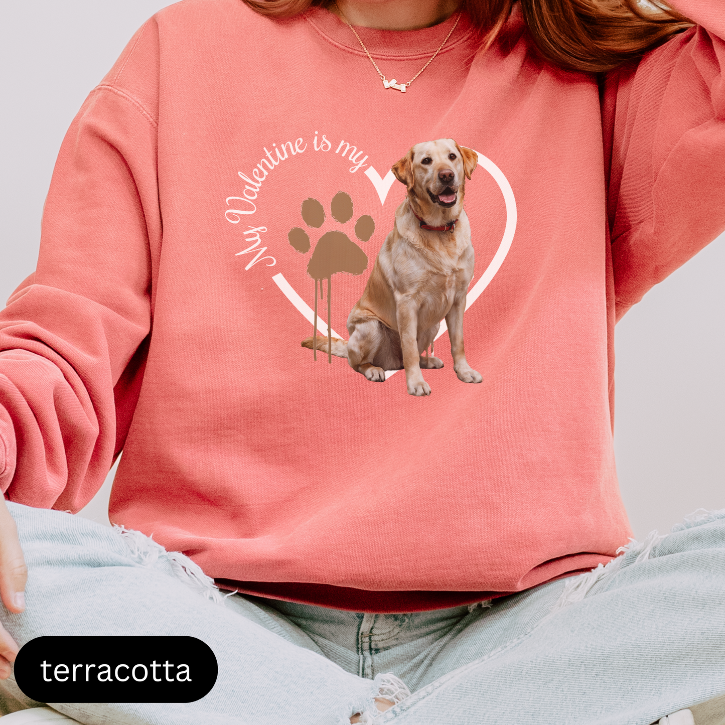 Valentine Yellow Lab Sweatshirt, Yellow Lab Mom, Valentine Heart Dog, Valentine Dog Comfort Colors Sweatshirt, Gift For Dog Lover