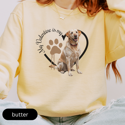 Valentine Yellow Lab Sweatshirt, Yellow Lab Mom, Valentine Heart Dog, Valentine Dog Comfort Colors Sweatshirt, Gift For Dog Lover