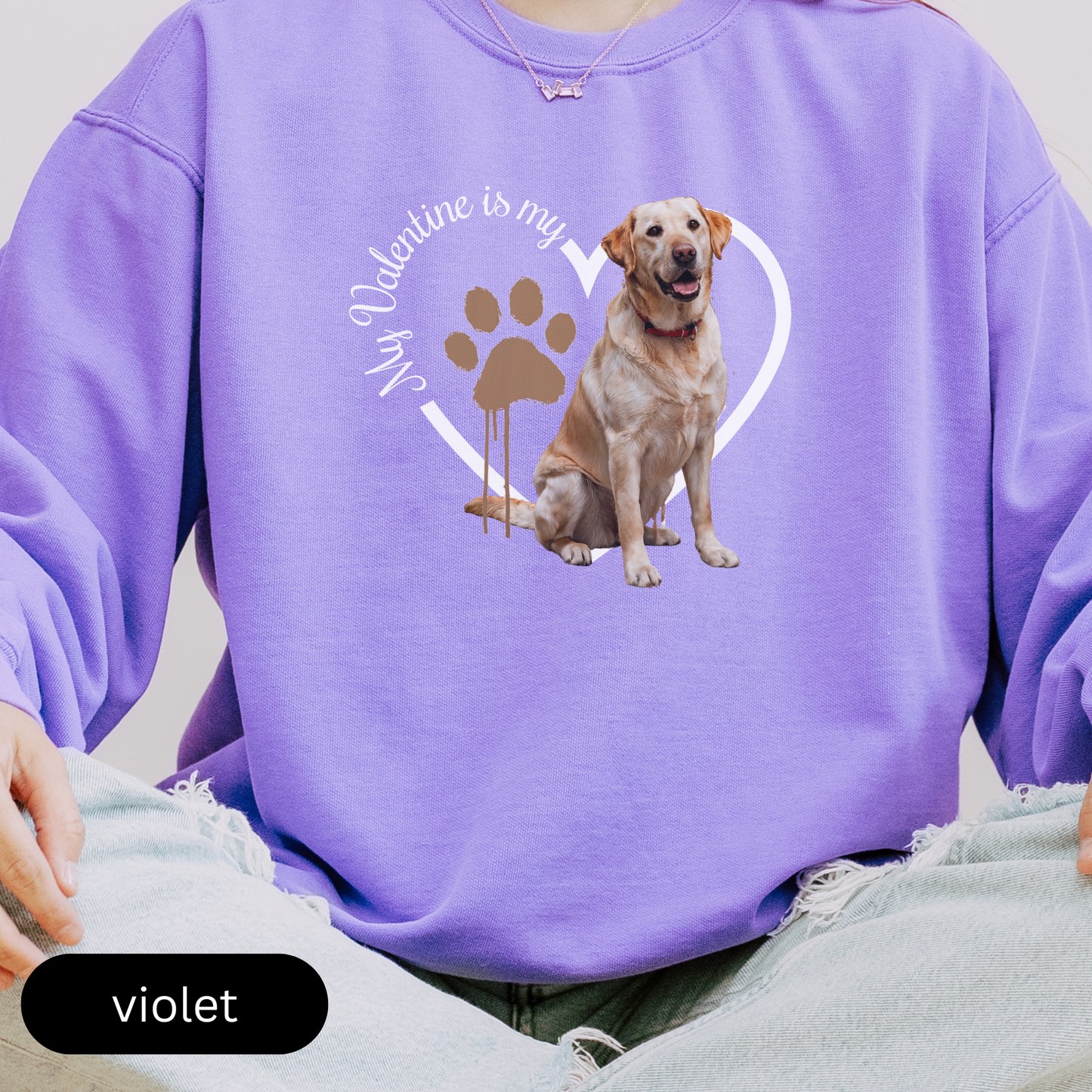 Valentine Yellow Lab Sweatshirt, Yellow Lab Mom, Valentine Heart Dog, Valentine Dog Comfort Colors Sweatshirt, Gift For Dog Lover