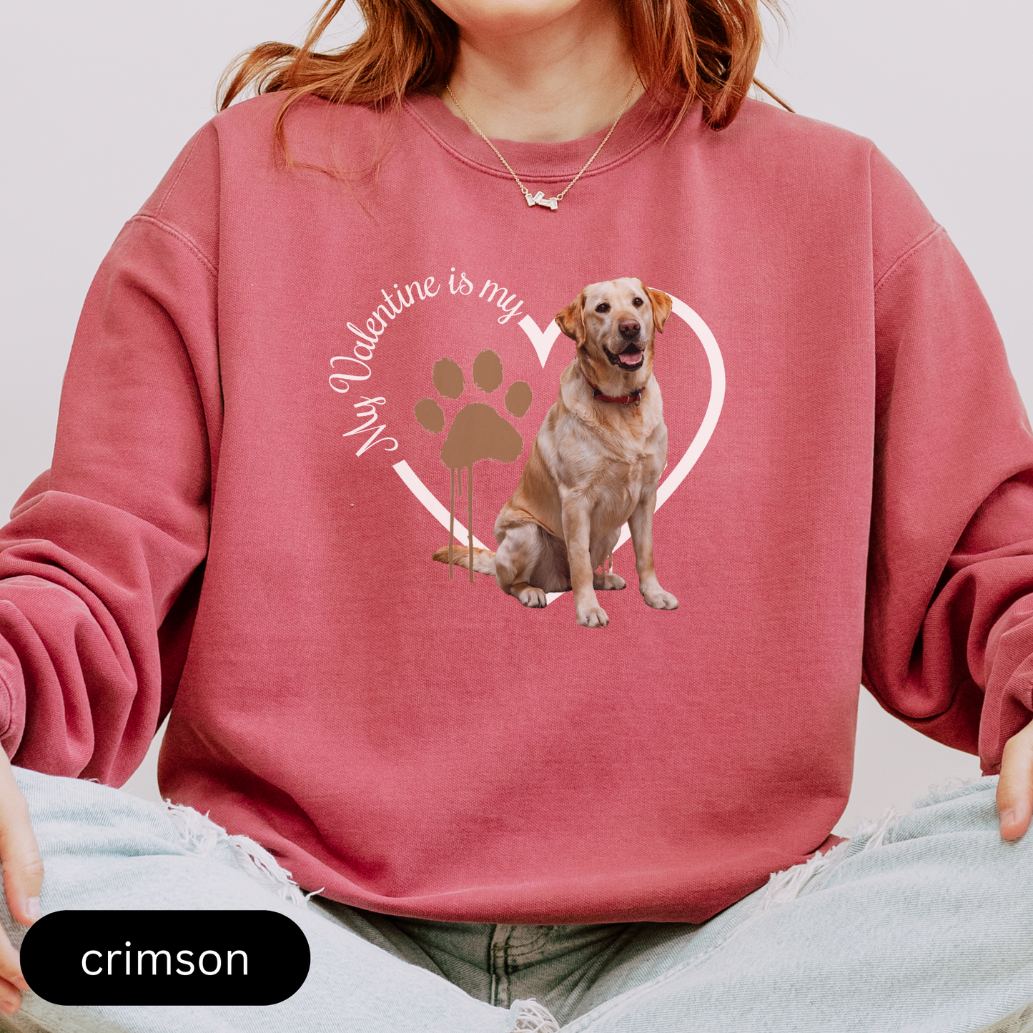 Valentine Yellow Lab Sweatshirt, Yellow Lab Mom, Valentine Heart Dog, Valentine Dog Comfort Colors Sweatshirt, Gift For Dog Lover