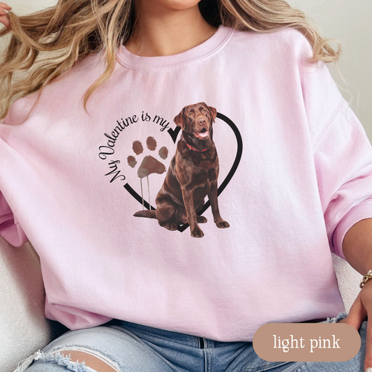 Valentine Chocolate Lab Sweatshirt, Chocolate Lab Mom, Valentine Heart Dog, Valentine Dog Sweatshirt, Gift for Dog Lover