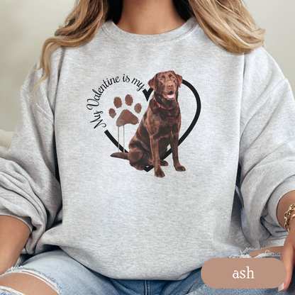 Valentine Chocolate Lab Sweatshirt, Chocolate Lab Mom, Valentine Heart Dog, Valentine Dog Sweatshirt, Gift for Dog Lover