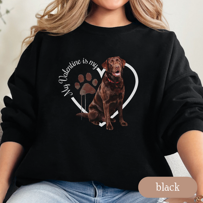 Valentine Chocolate Lab Sweatshirt, Chocolate Lab Mom, Valentine Heart Dog, Valentine Dog Sweatshirt, Gift for Dog Lover