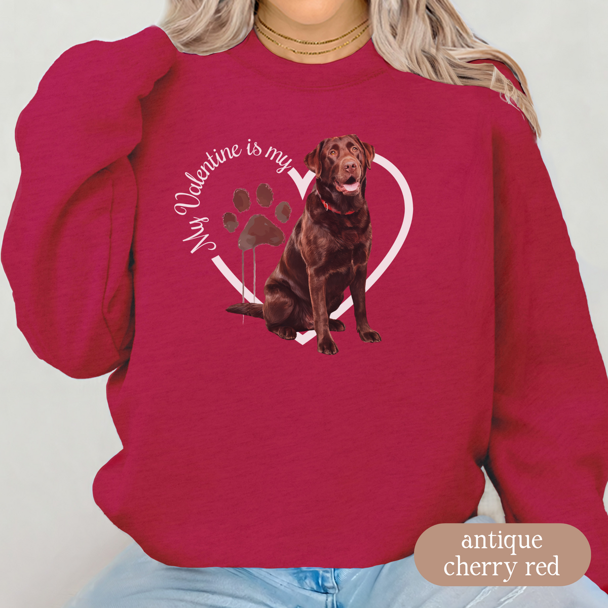 Valentine Chocolate Lab Sweatshirt, Chocolate Lab Mom, Valentine Heart Dog, Valentine Dog Sweatshirt, Gift for Dog Lover