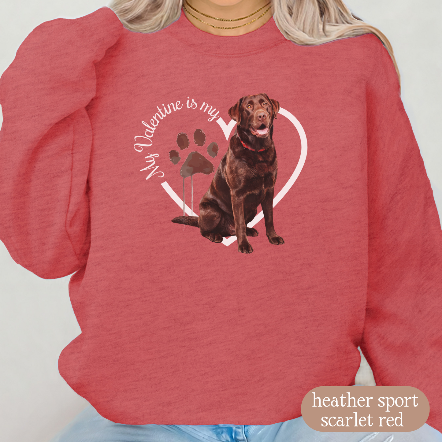 Valentine Chocolate Lab Sweatshirt, Chocolate Lab Mom, Valentine Heart Dog, Valentine Dog Sweatshirt, Gift for Dog Lover