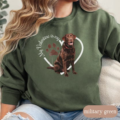 Valentine Chocolate Lab Sweatshirt, Chocolate Lab Mom, Valentine Heart Dog, Valentine Dog Sweatshirt, Gift for Dog Lover