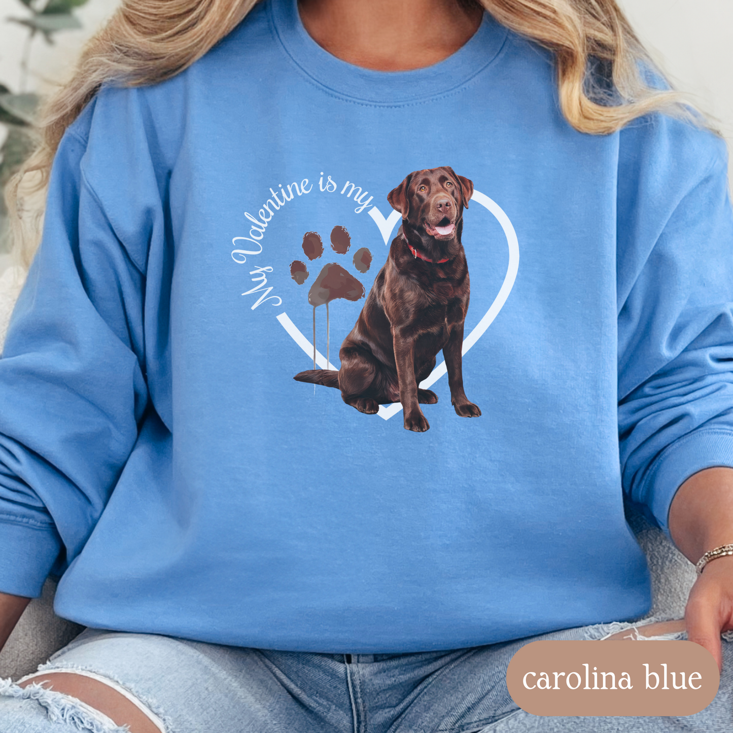 Valentine Chocolate Lab Sweatshirt, Chocolate Lab Mom, Valentine Heart Dog, Valentine Dog Sweatshirt, Gift for Dog Lover