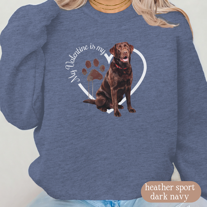 Valentine Chocolate Lab Sweatshirt, Chocolate Lab Mom, Valentine Heart Dog, Valentine Dog Sweatshirt, Gift for Dog Lover