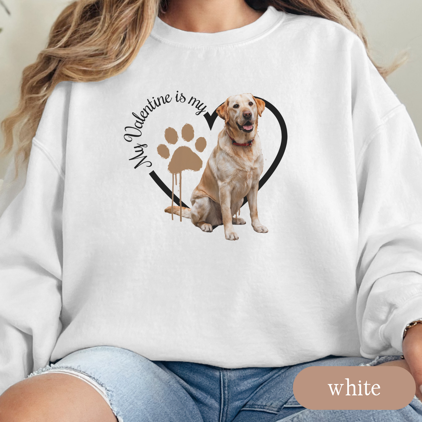 Valentine Yellow Lab Sweatshirt, Yellow Lab Mom, Valentine Heart Dog, Valentine Dog Sweatshirt, Gift For Dog Lover, Gift for Lab Lover