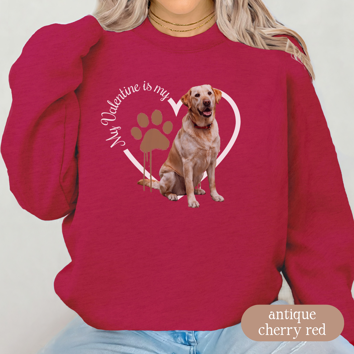 Valentine Yellow Lab Sweatshirt, Yellow Lab Mom, Valentine Heart Dog, Valentine Dog Sweatshirt, Gift For Dog Lover, Gift for Lab Lover