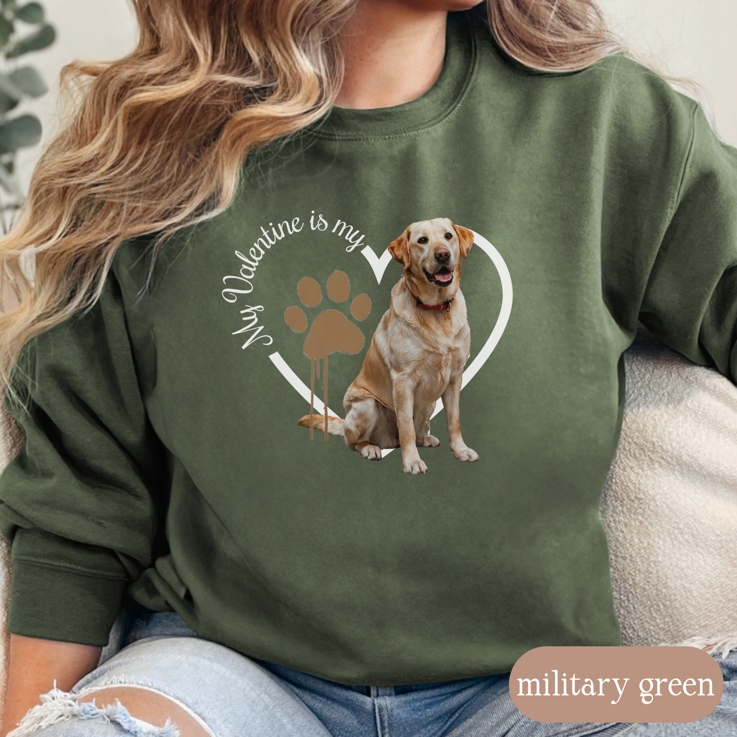 Valentine Yellow Lab Sweatshirt, Yellow Lab Mom, Valentine Heart Dog, Valentine Dog Sweatshirt, Gift For Dog Lover, Gift for Lab Lover