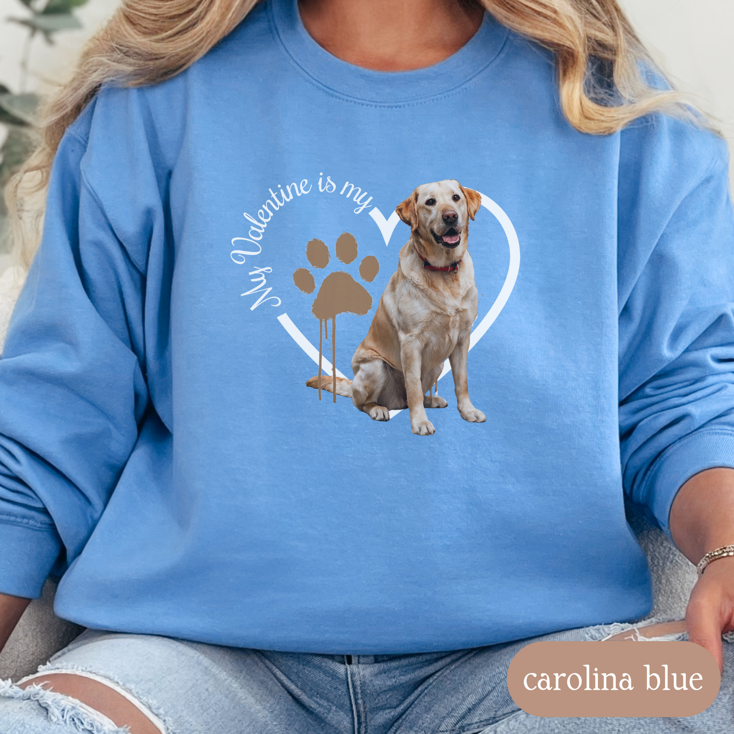 Valentine Yellow Lab Sweatshirt, Yellow Lab Mom, Valentine Heart Dog, Valentine Dog Sweatshirt, Gift For Dog Lover, Gift for Lab Lover