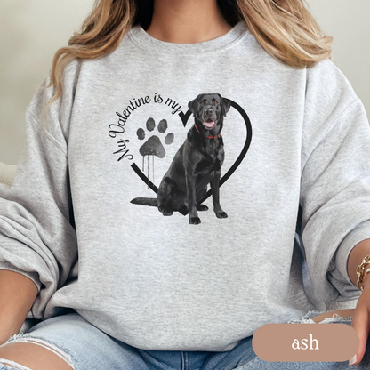 Valentine Black Lab Sweatshirt, Black Lab Mom, Valentine Heart Dog, Valentine Dog Sweatshirt, Gift For Dog Lover, Gift for Lab Lover