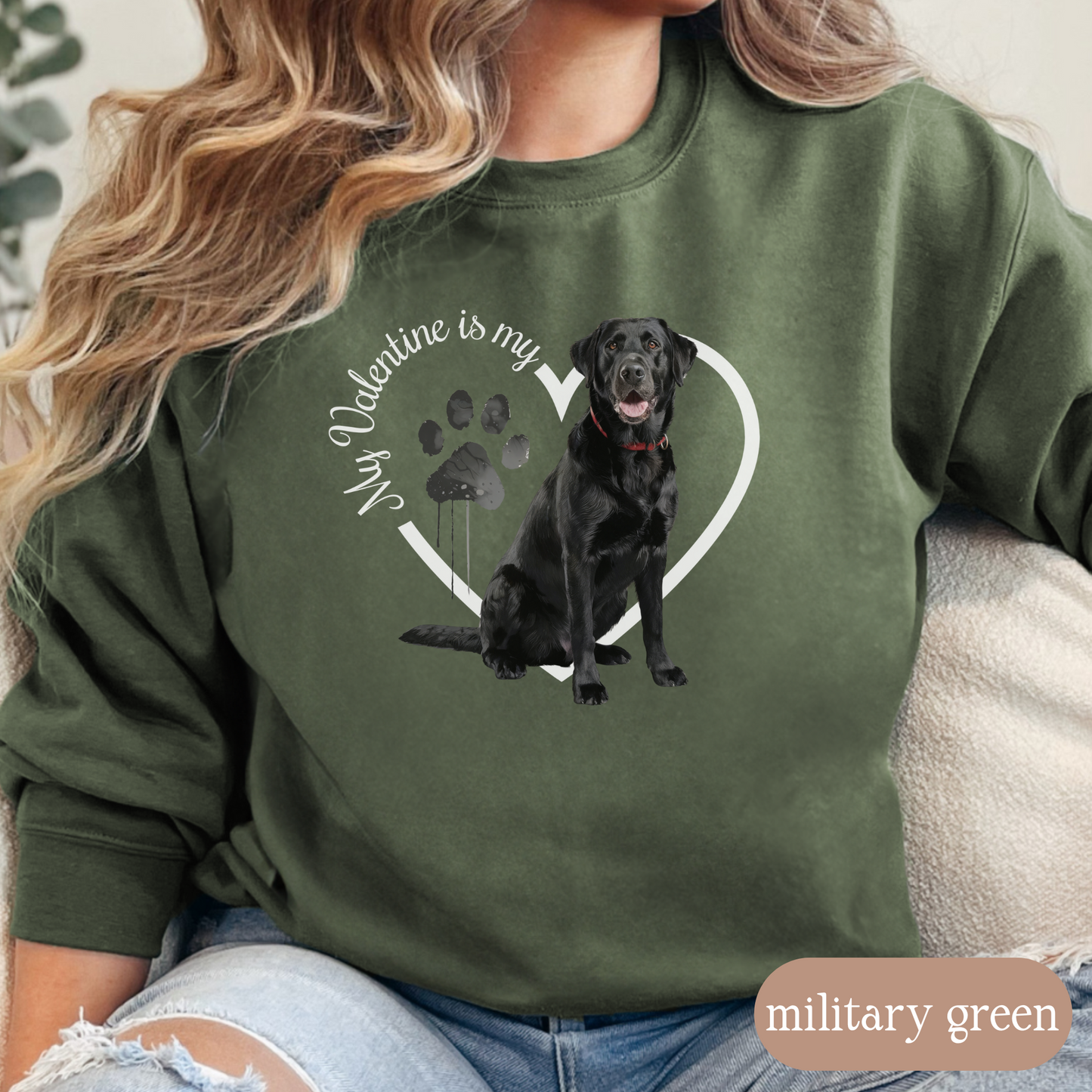 Valentine Black Lab Sweatshirt, Black Lab Mom, Valentine Heart Dog, Valentine Dog Sweatshirt, Gift For Dog Lover, Gift for Lab Lover