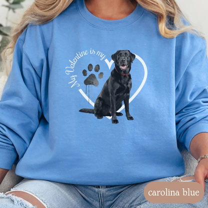 Valentine Black Lab Sweatshirt, Black Lab Mom, Valentine Heart Dog, Valentine Dog Sweatshirt, Gift For Dog Lover, Gift for Lab Lover