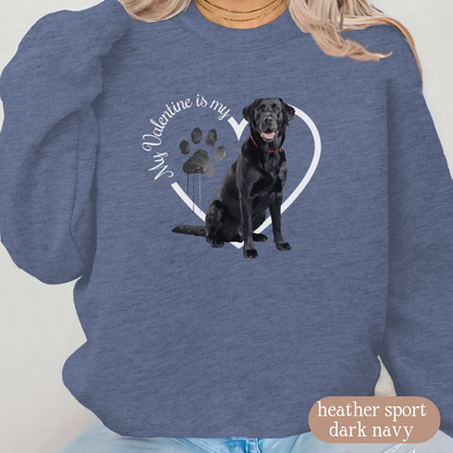 Valentine Black Lab Sweatshirt, Black Lab Mom, Valentine Heart Dog, Valentine Dog Sweatshirt, Gift For Dog Lover, Gift for Lab Lover