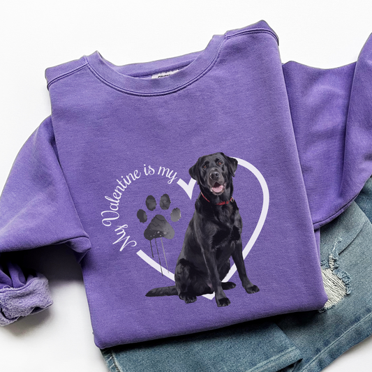 Valentine Black Lab Sweatshirt, Black Lab Mom, Valentine Heart Dog, Valentine Dog Comfort Colors Sweatshirt, Gift For Dog Lover