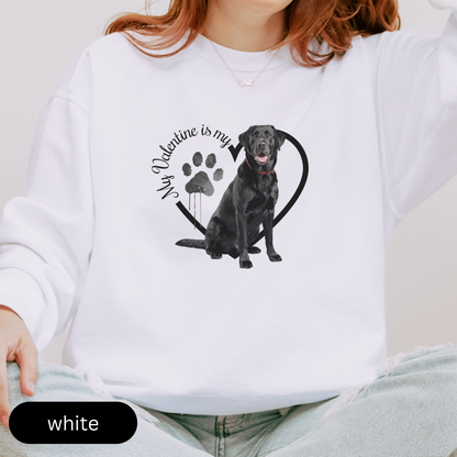 Valentine Black Lab Sweatshirt, Black Lab Mom, Valentine Heart Dog, Valentine Dog Comfort Colors Sweatshirt, Gift For Dog Lover