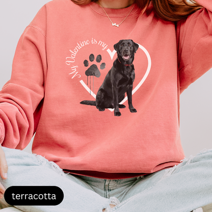 Valentine Black Lab Sweatshirt, Black Lab Mom, Valentine Heart Dog, Valentine Dog Comfort Colors Sweatshirt, Gift For Dog Lover