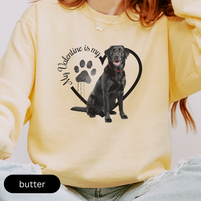 Valentine Black Lab Sweatshirt, Black Lab Mom, Valentine Heart Dog, Valentine Dog Comfort Colors Sweatshirt, Gift For Dog Lover