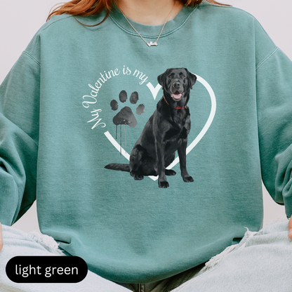 Valentine Black Lab Sweatshirt, Black Lab Mom, Valentine Heart Dog, Valentine Dog Comfort Colors Sweatshirt, Gift For Dog Lover