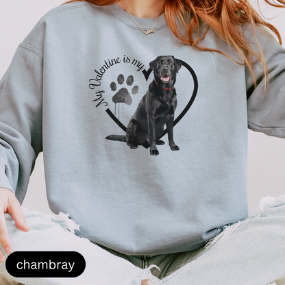 Valentine Black Lab Sweatshirt, Black Lab Mom, Valentine Heart Dog, Valentine Dog Comfort Colors Sweatshirt, Gift For Dog Lover