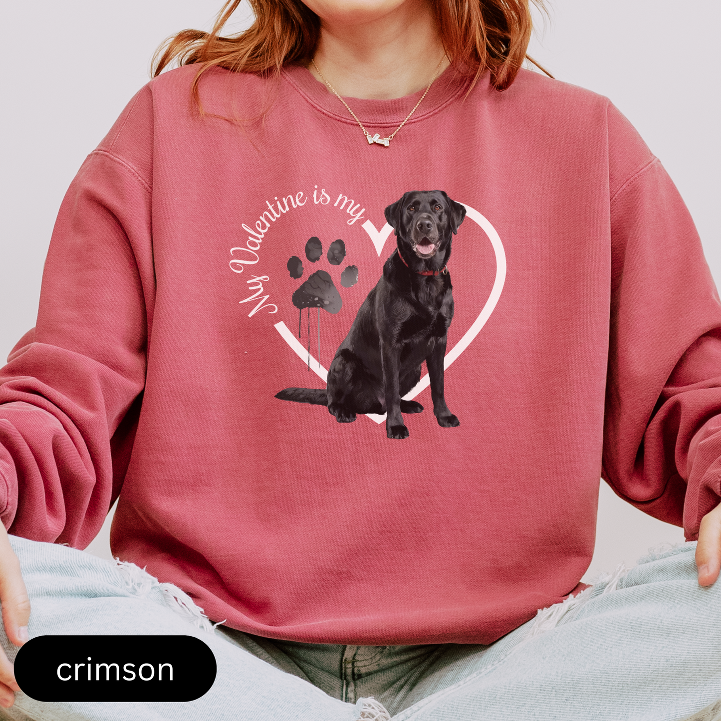 Valentine Black Lab Sweatshirt, Black Lab Mom, Valentine Heart Dog, Valentine Dog Comfort Colors Sweatshirt, Gift For Dog Lover