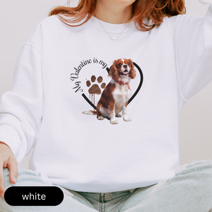 Valentine Cavalier King Charles Spaniel Sweatshirt, Cavalier Mom, Valentine Heart Dog, Valentine Dog Comfort Colors Sweatshirt