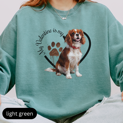 Valentine Cavalier King Charles Spaniel Sweatshirt, Cavalier Mom, Valentine Heart Dog, Valentine Dog Comfort Colors Sweatshirt