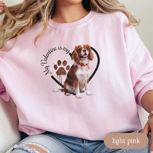 Valentine Cavalier King Charles Spaniel Sweatshirt, Cavalier Mom, Valentine Heart Dog, Valentine Dog Sweatshirt, Gift For Dog Lover