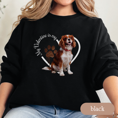 Valentine Cavalier King Charles Spaniel Sweatshirt, Cavalier Mom, Valentine Heart Dog, Valentine Dog Sweatshirt, Gift For Dog Lover