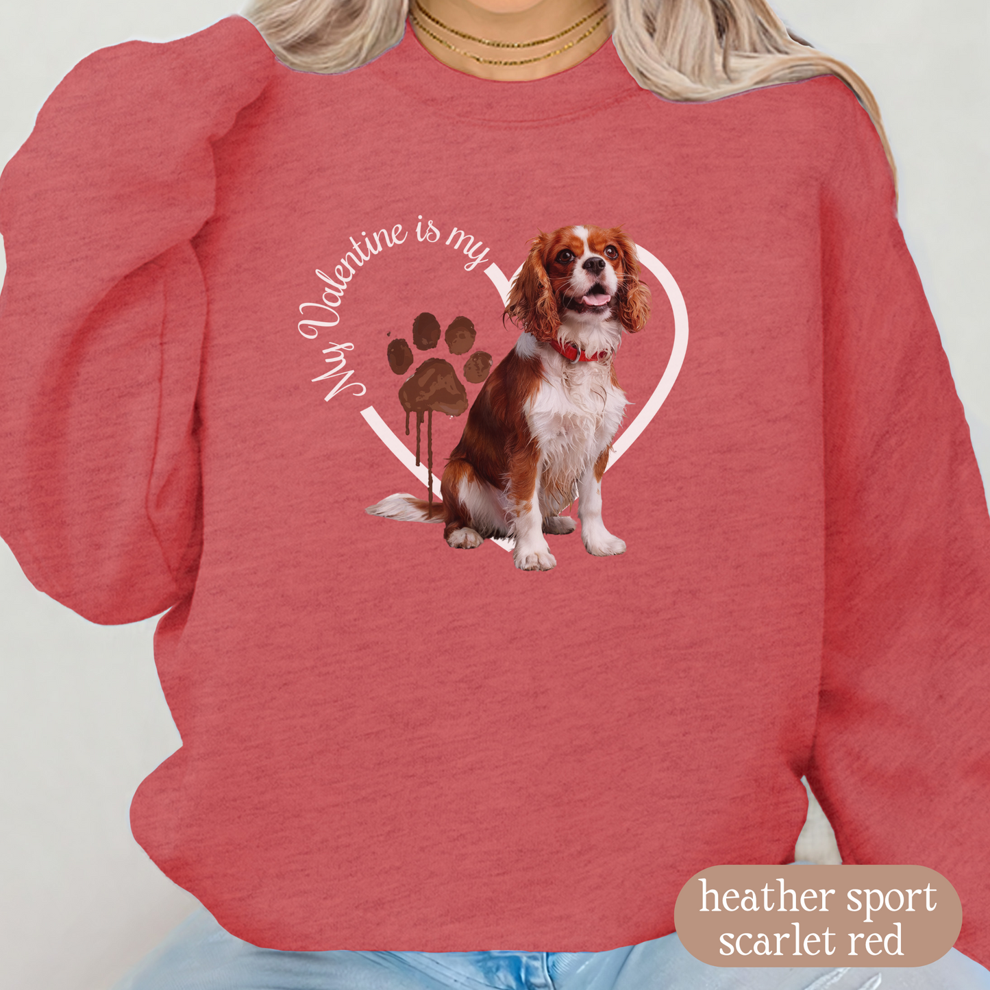 Valentine Cavalier King Charles Spaniel Sweatshirt, Cavalier Mom, Valentine Heart Dog, Valentine Dog Sweatshirt, Gift For Dog Lover