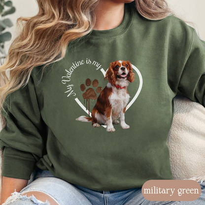 Valentine Cavalier King Charles Spaniel Sweatshirt, Cavalier Mom, Valentine Heart Dog, Valentine Dog Sweatshirt, Gift For Dog Lover