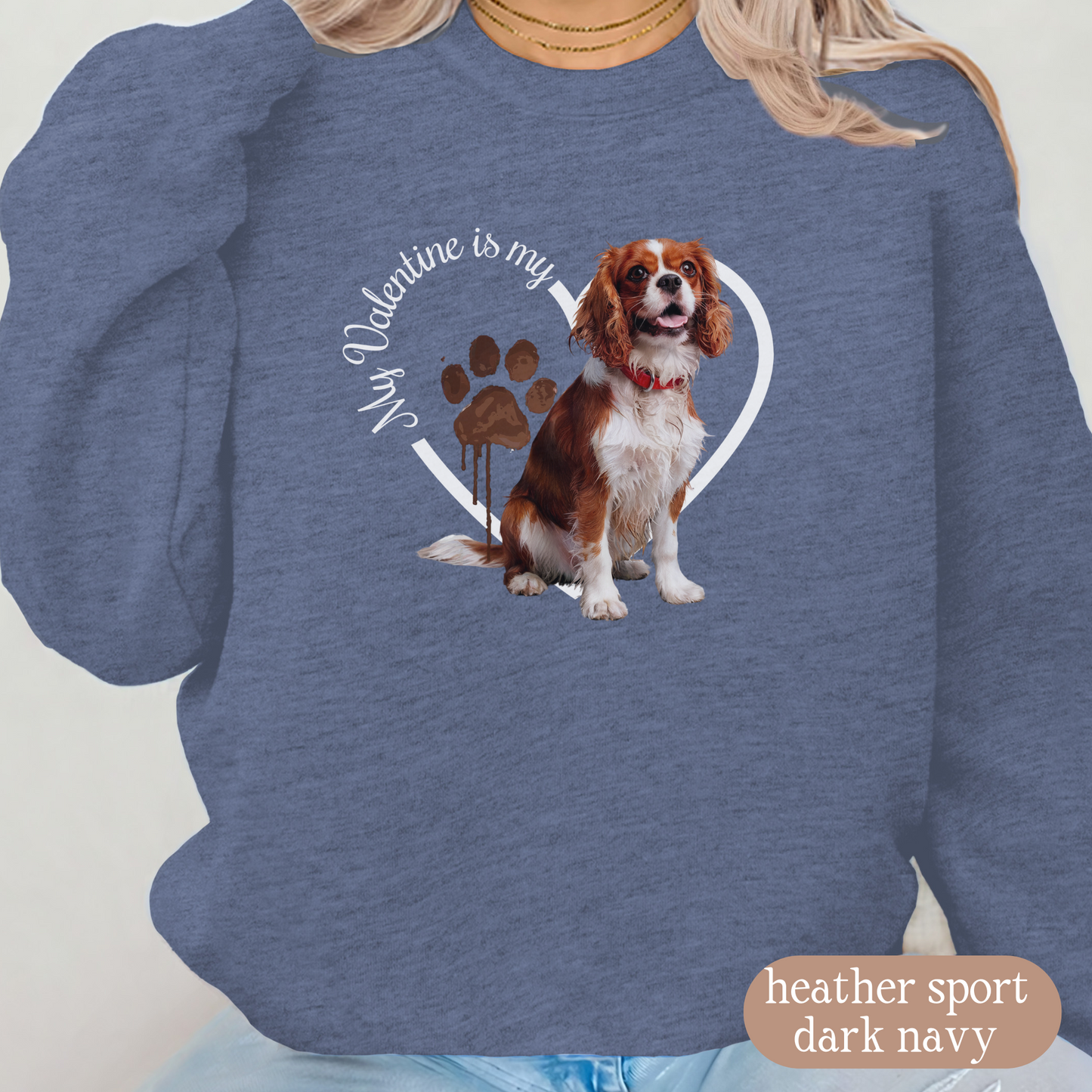 Valentine Cavalier King Charles Spaniel Sweatshirt, Cavalier Mom, Valentine Heart Dog, Valentine Dog Sweatshirt, Gift For Dog Lover