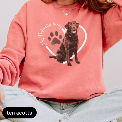 Valentine Chocolate Lab Sweatshirt, Chocolate Lab Mom, Valentine Heart Dog, Valentine Dog Comfort Colors Sweatshirt, Gift for Dog Lover